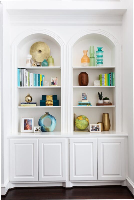 9_LivingRoom_Bookcase_Marker Girl, Modern Family Remodel Interior Design, The Woodlands TX