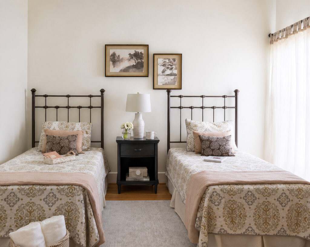 Guest bedroom design in a Timbergrove Heights new construction home