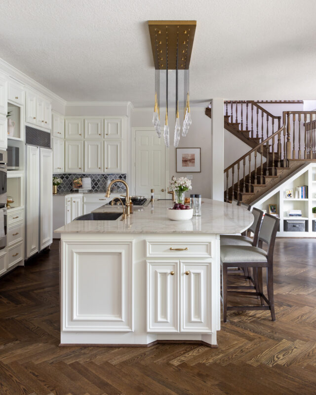 Kitchen with one larger island after the Memorial Park remodel in Houston