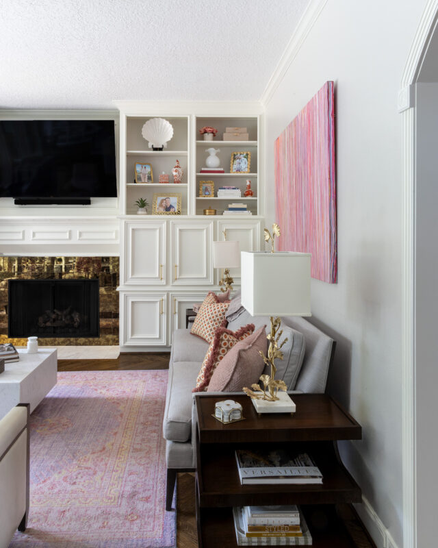 Living room built-ins updated in the Memorial Park remodel