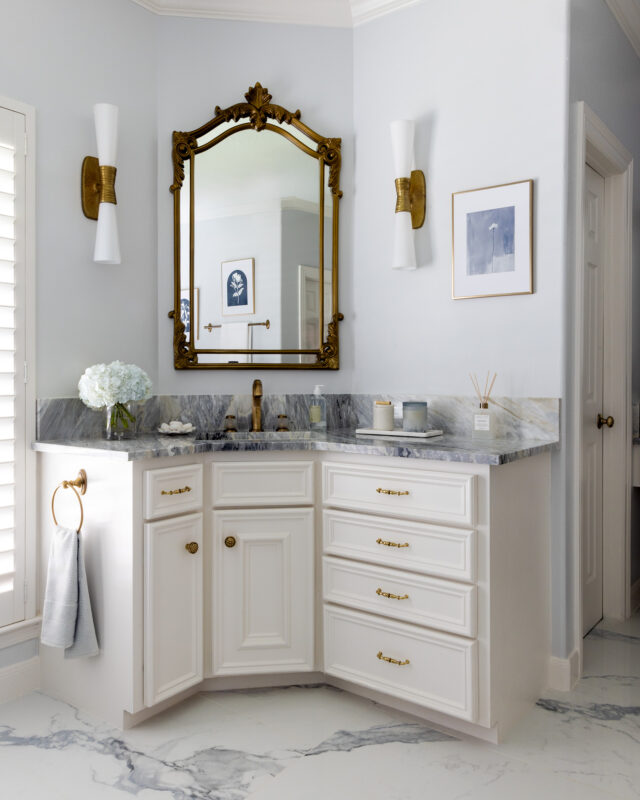 Her vanity in the updated Memorial Park primary bathroom